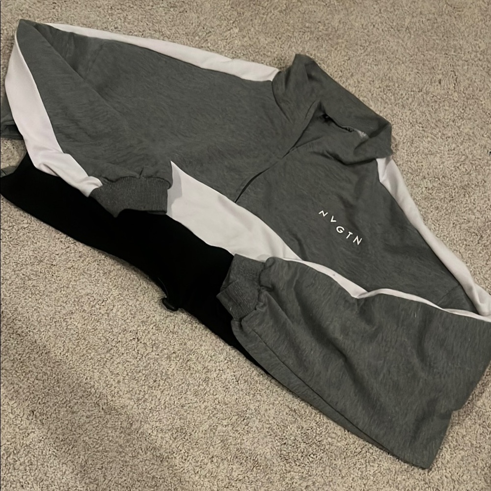 NVGTN Gray and White Pullover Crop